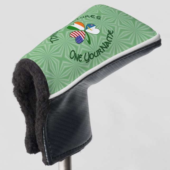 Azorean Irish American Flags Shamrock Personalized Golf Head Cover (3/4 Front)