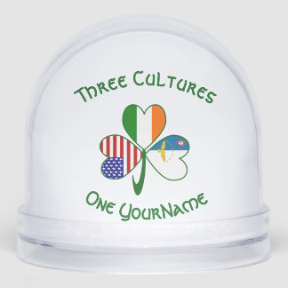 Azorean Irish American Flags Shamrock Personalized Snowglobe