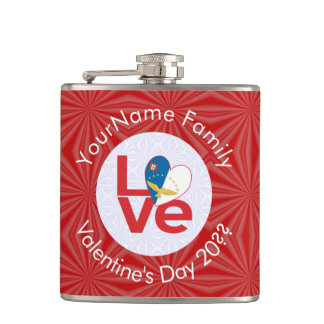 Azorean LOVE Hearth Flag Valentine Personalized  Hip Flask