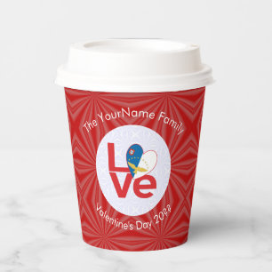 Azorean LOVE Hearth Flag Valentine Personalized Paper Cups