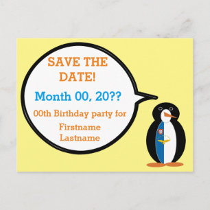 Azorean Talking Ms Penguin Personalized  Announcement Postcard