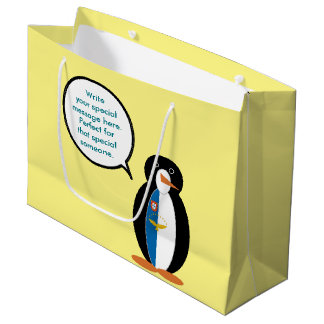 Azorean Talking Ms Penguin Personalized  Large Gift Bag