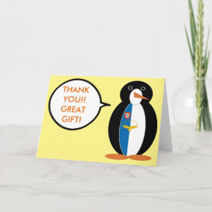 Azorean Talking Ms Penguin Personalized Thank You Card