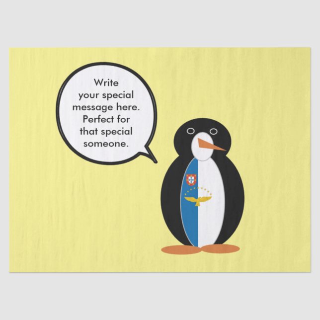 Azorean Talking Ms Penguin Personalized  Tissue Paper (Front)