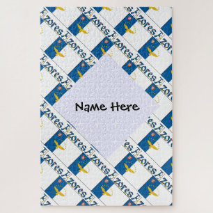 Azores and Azorean Flag Tiled with Your Name Jigsaw Puzzle