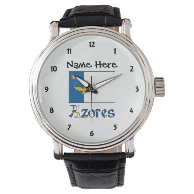 Azores and Azorean Flag with Your Name Watch (Front)