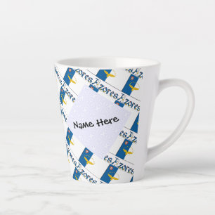 Azores Azorean Flag Tiled Personalized Latte Mug