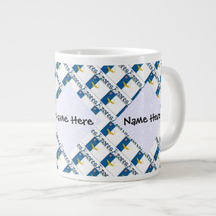 Azores Azorean Flag Tiled Personalized Name Large Coffee Mug