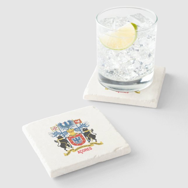Azores coat of arms stone coaster (Side)