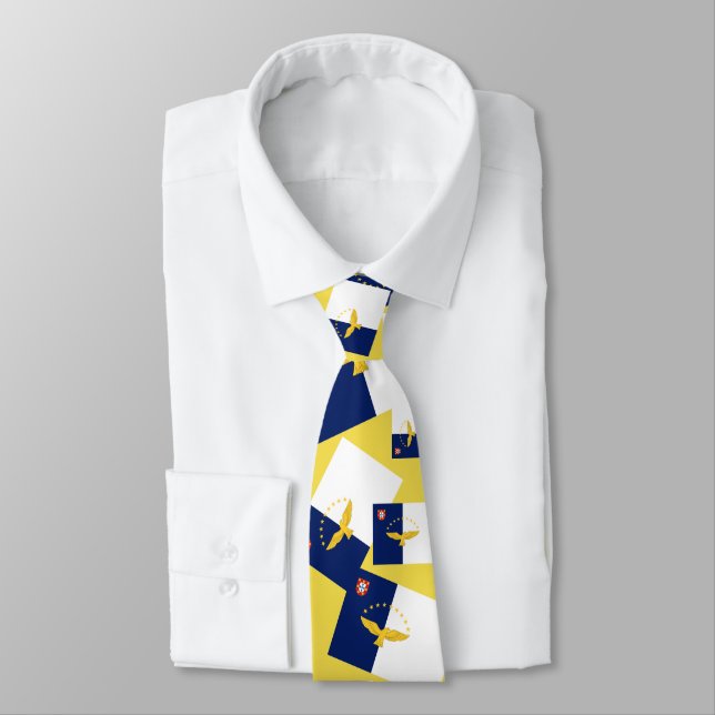 Azores Flag Custom Tie (Tied)