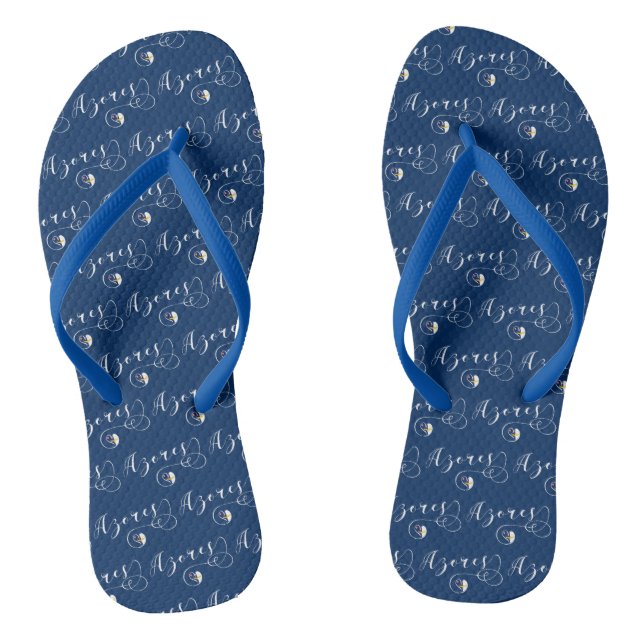 Azores Flag Heart, Portugal, Azorean Flip Flops (Footbed)