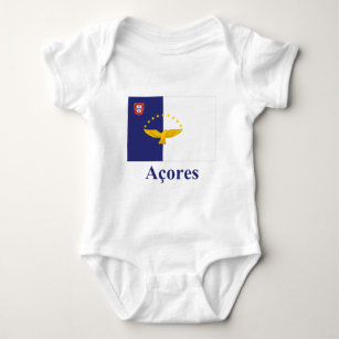 Azores Flag with Name in Portuguese Baby Bodysuit