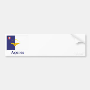 Azores Flag with Name in Portuguese Bumper Sticker
