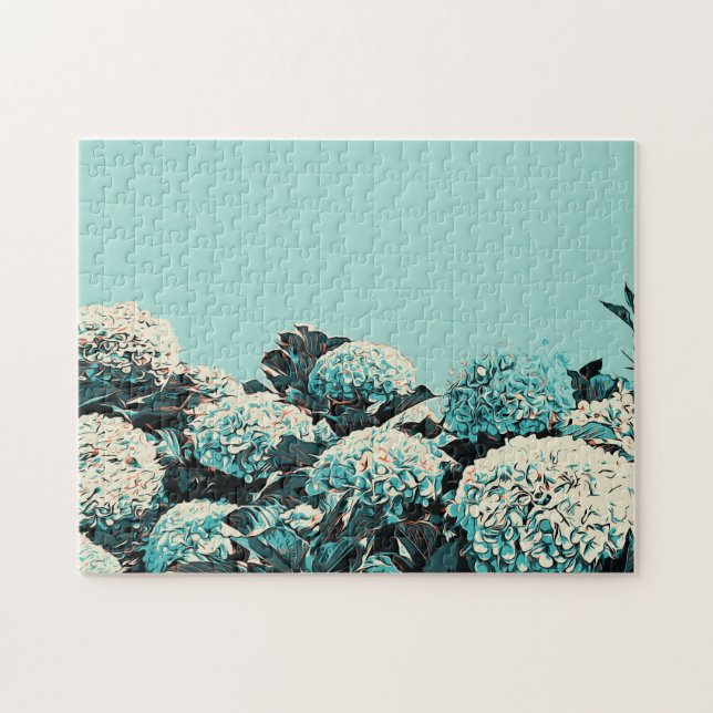 Azores gift, Hydrangeas Illustration Portugal Jigsaw Puzzle (Horizontal)