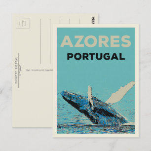 Azores humpback whale illustration Portugal Postcard
