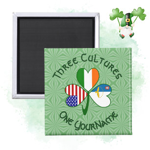 Azores Ireland USA Flags Shamrock Personalized  Magnet