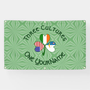 Azores Ireland USA Shamrock Flag Personalized Banner