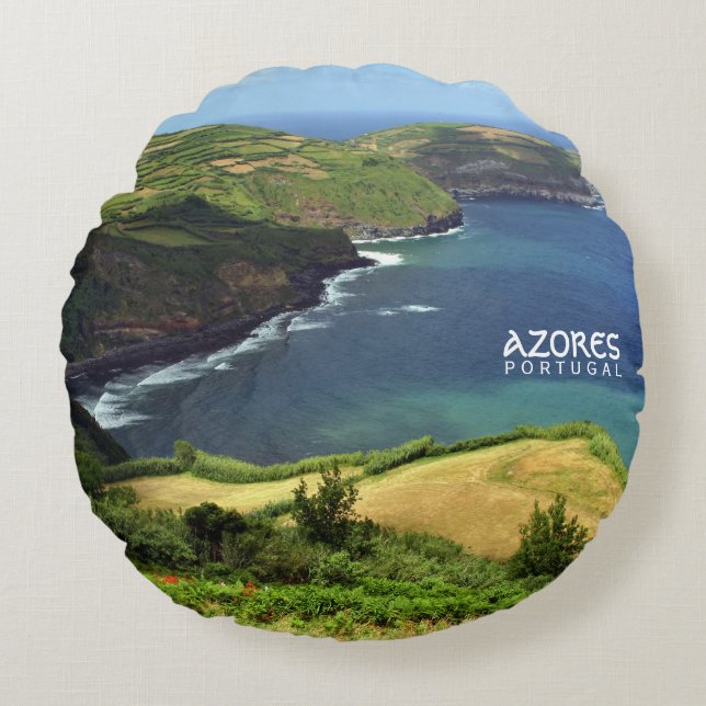 Azores islands photo, Portugal Round Pillow (Front)