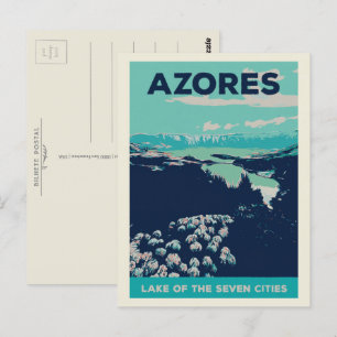 Azores lagoon of 7 cities illustration Portugal Po Postcard