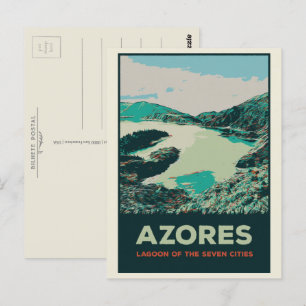 Azores lagoon of 7 cities illustration Portugal Postcard