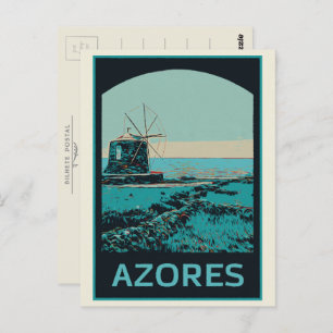 Azores landscape illustration Portugal Postcard