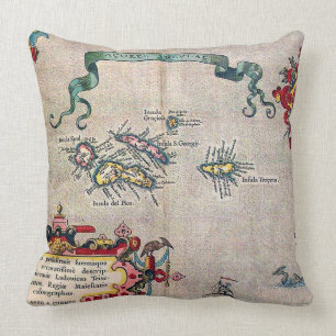 Azores Old Map - Vintage Sailing Exploration Throw Pillow