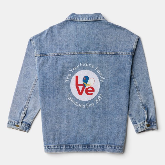 Azores Red LOVE Flag Personalized  Denim Jacket (Back)