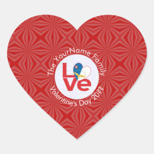 Azores Red LOVE Flag Personalized Heart Sticker