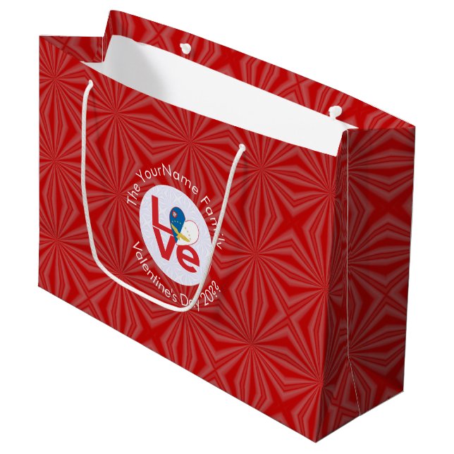 Azores Red LOVE Flag Personalized  Large Gift Bag (Front Angled)
