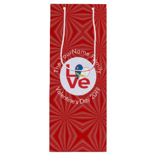 Azores Red LOVE Flag Personalized  Wine Gift Bag