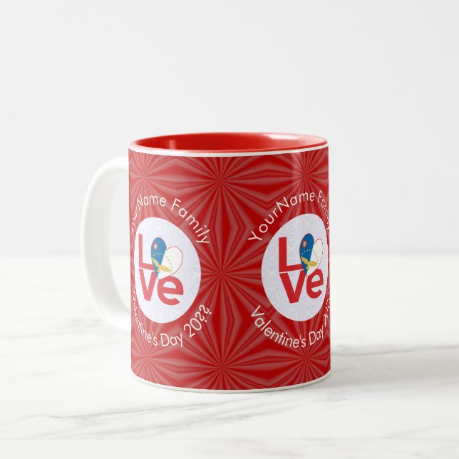 Azores Red Love Heart Personalized Two-Tone Coffee Mug (Front Left)