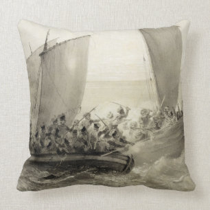 Azov Cossacks Boarding a Turkish Corsair full of C Throw Pillow