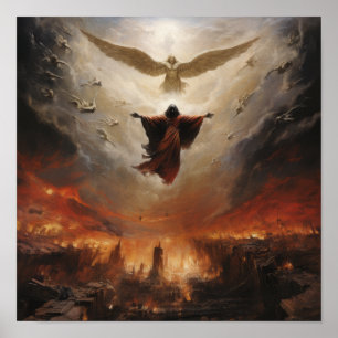 Azrael Floating Above Humanity - Mystical Poster A