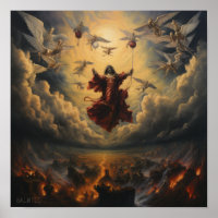 Azrael Flottant Au-Dessus De L'Humanité Poster - É