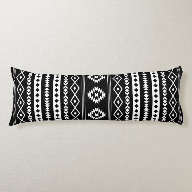 Aztec 2Way Black & White Mixed Motifs (V) Pattern Body Pillow (Front)