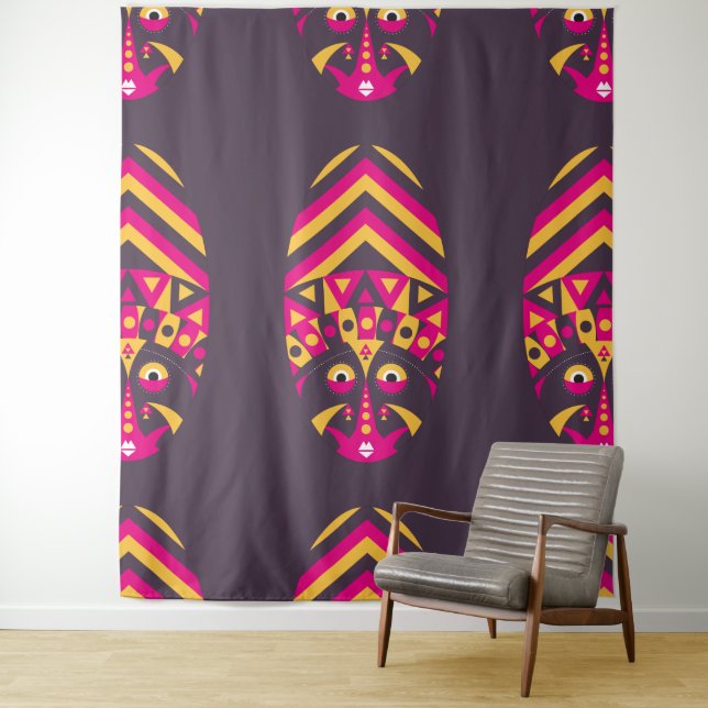 Aztec aboriginal mask tapestry (In Situ)