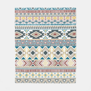 Aztec american indian pattern tribal ethnic motifs fleece blanket