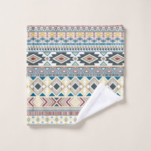 Aztec american indian pattern tribal ethnic motifs wash cloth