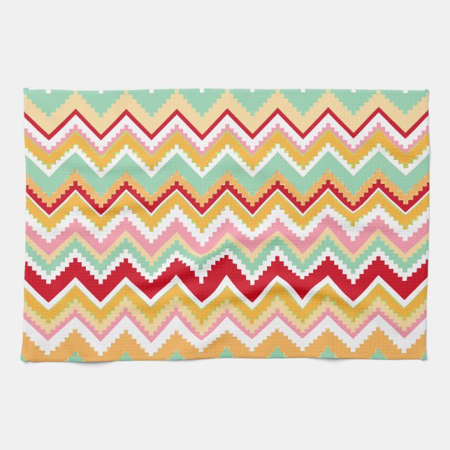 Aztec Andes Tribal Mountains Chevron Fiesta Zigag Kitchen Towel (Horizontal)