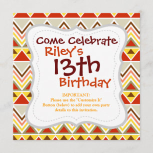 Aztec Andes Tribal Mountains Triangles Chevrons Invitation