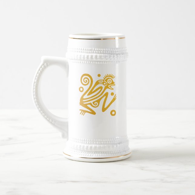 Aztec Art Golden Monkey of Ancient Mexico Beer Stein (Left)