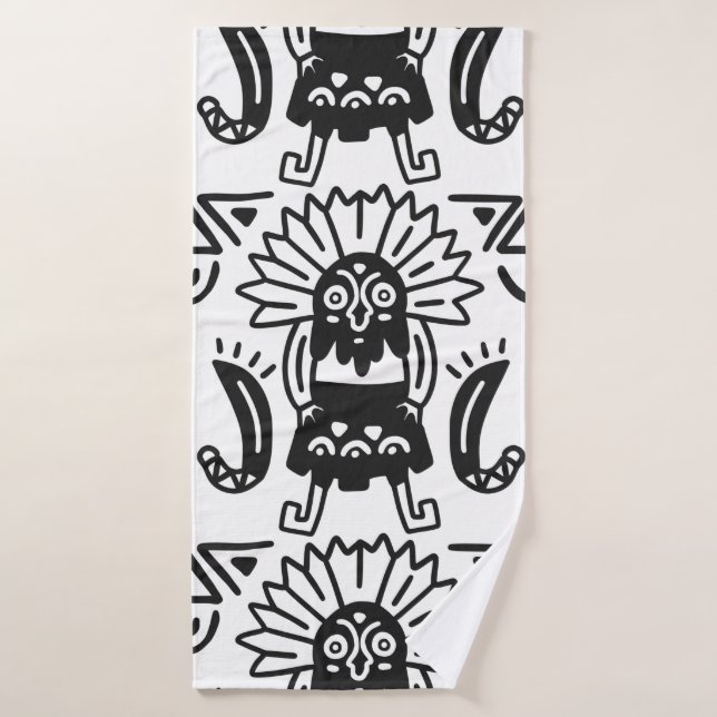 Aztec Art - Lizard Pattern Bath Towel (Bath Towel)