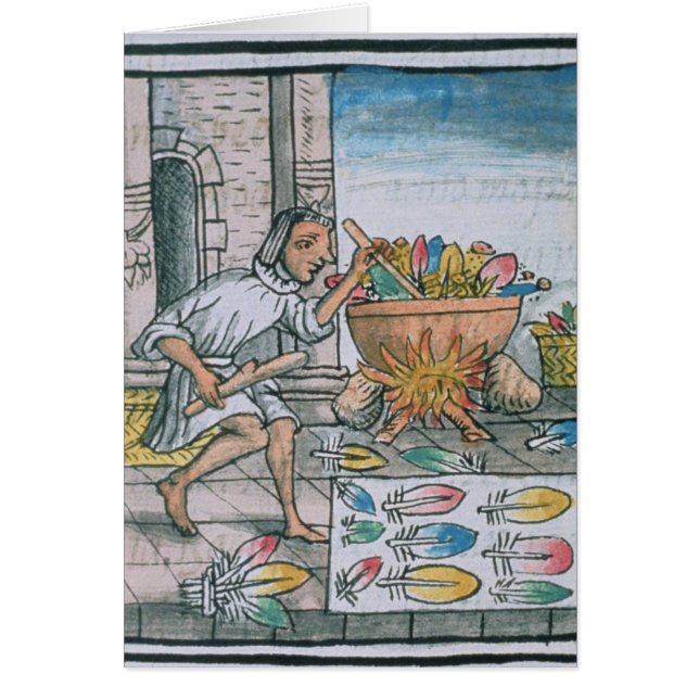 Aztec artisans dyeing feathers (Front)
