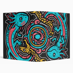 Aztec Axolotl Xolotl Tribal Pattern mythology boho Binder