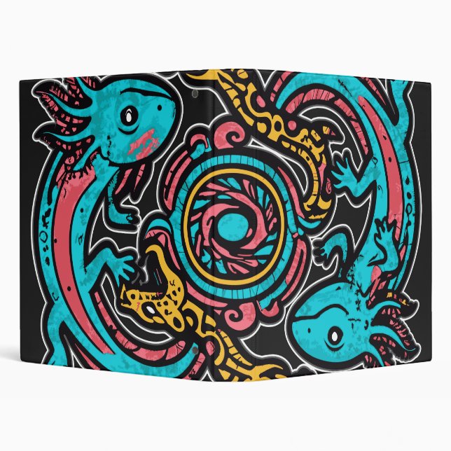 Aztec Axolotl Xolotl Tribal Pattern mythology boho Binder (Background)