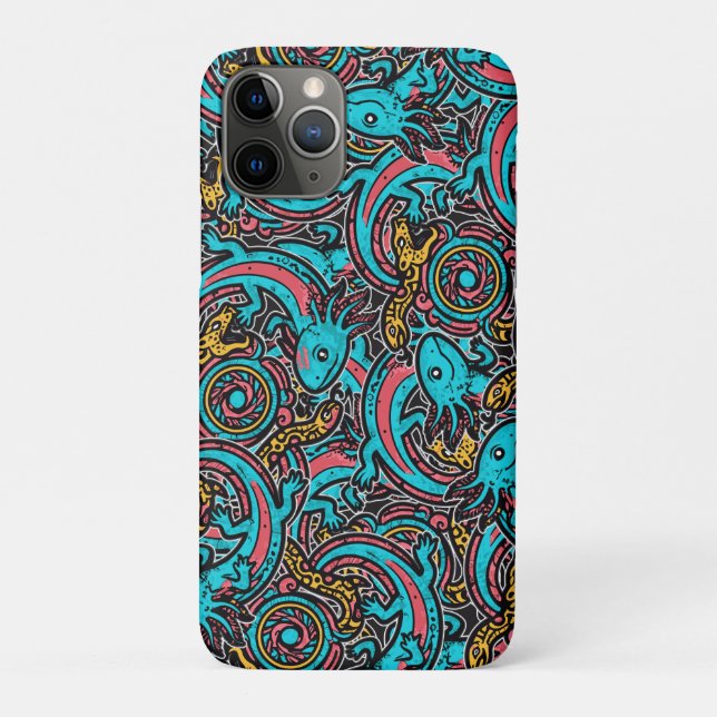 Aztec Axolotl Xolotl Tribal Pattern mythology boho Case-Mate iPhone Case (Back)
