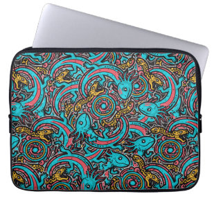 Aztec Axolotl Xolotl Tribal Pattern mythology boho Laptop Sleeve
