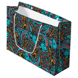 Aztec Axolotl Xolotl Tribal Pattern mythology boho Large Gift Bag