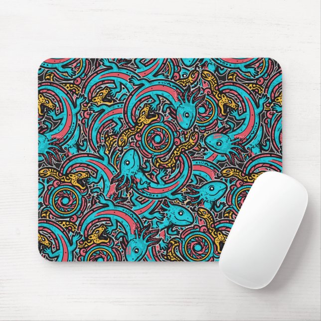 Aztec Axolotl Xolotl Tribal Pattern mythology boho Mouse Pad (With Mouse)