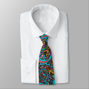 Aztec Axolotl Xolotl Tribal Pattern mythology boho Tie